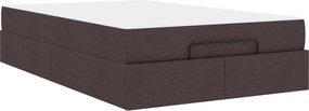 vidaXL Cadru de pat cu saltea cu saltea 2 pcs Cafeniu țesătură