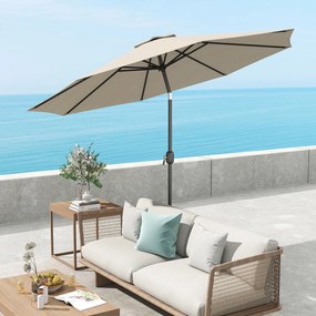 Outsunny Umbrelă de Soare pentru Plajă Impermeabilă, Oțel, Gri Φ3x2.45m | Aosom Romania