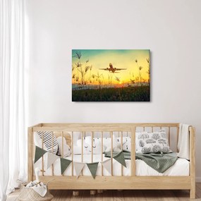Tablou cu avionul ridicându-se spre zbor (90x60 cm)