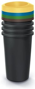 Set pubele pentru deseuri sortate, rotunde, 4 x 25 l, colorate