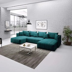 Colțar extensibil dumonde cu ladă de depozitare si sezut confortabil din spuma high-density, Malta U Enjoy Petrol 340x185 cm