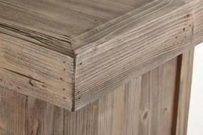 Bufet din lemn reciclat, natur, cu 2 uși, 6 sertare și încuietoare cu cheie, aspect rustic, finisaj natural, 85 x 180 x 45 cm, „Étable”