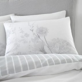 Lenjerie de pat Catherine Lansfield Meadowsweet Floral, 135 x 200 cm, alb - gri