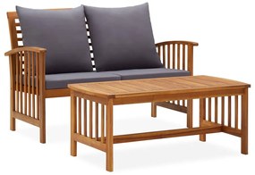310264 vidaXL Set mobilier de grădină cu perne, 2 piese, lemn masiv de acacia