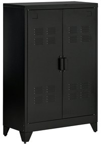 HOMCOM Dulap de Depozitare metalic Garderobă Cufăr de dosare Dulap de Birou pe picior Stil Industrial - 2 rafturi - Negru | Aosom Romania