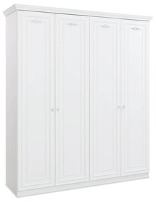 Dulap cu 4 usi, pentru copii si tineret Romantica White, 188x56x214 cm