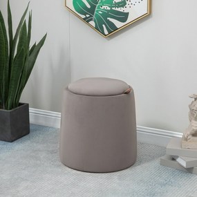 Otomana rotunda cu tava superioara, taburet din material textil cu atingere catifea, masuta de cafea HOMCOM | Aosom Romania