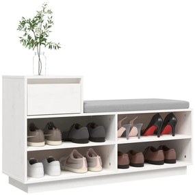 Pantofar, alb, 110x34x61 cm, lemn masiv de pin