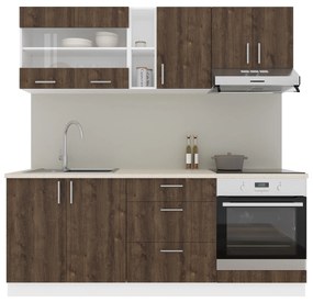 Set haaus V12, Stejar Bronz/Alb, Blat Thermo 28 mm, L 200 cm