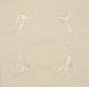 Husa de perna decorativa BUTTERFLY DANCE 40x40 cm, crem