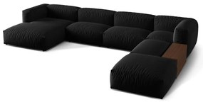 Colțar modular negru (cu colț pe partea dreaptă/în formă de "U") Martina – Micadoni Home