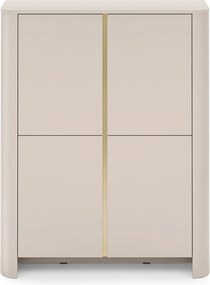 Comodă înaltă Sorrenti 103 cm - cashmere / auriu