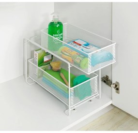 Suport cu 2 coșuri metalic alb cu ventuze Wenko