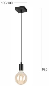 Lustră pe cablu ASTRID 1xE27/60W/230V negru mat
