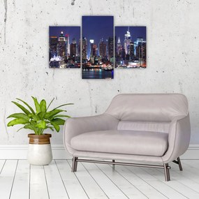Tablou - Zgârie-nori din New York iluminate (90x60 cm)