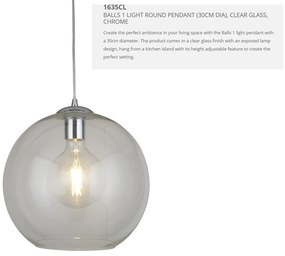 Lustra / Pendul design modern 35cm Balls crom / clar 1635CL SRT