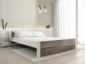 Pat de o persoana alb/stejar trufa, IKAROS DOUBLE 120 x 200 cm Saltele: Cu saltele Coco Maxi 20 cm, Somiera pat: Fara somiera