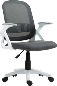 HOMCOM Scaun mesh respirabil, scaun rotativ ergonomic cu brațe rabatabile și suport lombar, gri | Aosom Romania