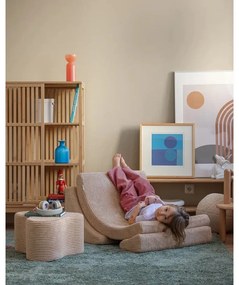 Fotoliu de copii maro deschis cu tapițerie din catifea reiată Moon – Wigiwama