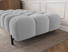 Taburet Tapitat cu Picioare Ferivo, 140x70x40cm, gri plush – Royal 18