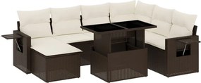 vidaXL Set canapele de grădină cu perne, 8 piese, maro, poliratan