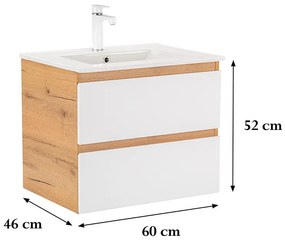 Dulap inferior Vario Forte 60 cu lavoar stejar-alb