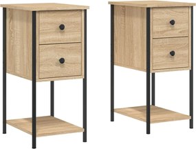 vidaXL Noptiere, 2 buc., stejar sonoma, 32x42x70 cm, lemn compozit