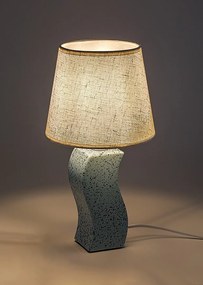 Lampa de masa ceramica albastru abajur bej Dayami
