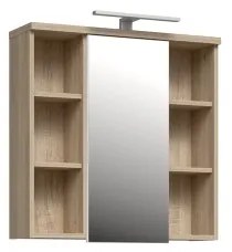 Dulap suspendat pentru baie cu oglindă VENOM, alb/stejar Sonoma