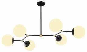 Lustra 6 Becuri Damar - 6321, Soclu E27, Max. 40W, Culoare Negru / Alb