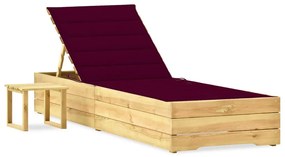 vidaXL Șezlong de grădină cu masă și pernă, lemn de pin tratat