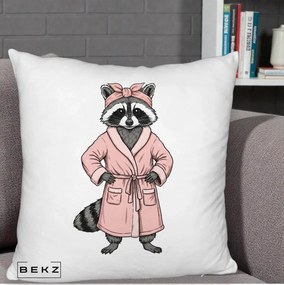 Perna Decorativa Albinuta Kawaii Vesela, 40x40 cm, Alb Pufos, Husa Detasabila, Perna Inclusa, BEKZ®