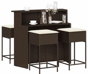 3261485 vidaXL Set mobilier bar de grădină cu perne, 5 piese, maro, poliratan