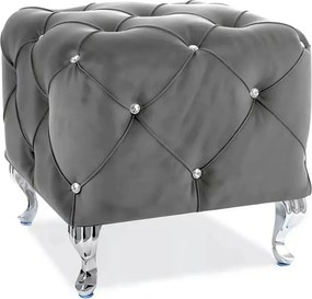 Taburet HESTIA K, stofa catifelata gri - Bluvel 14, 50x50x46 cm