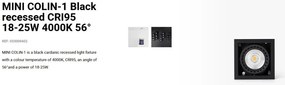 Spot LED incastrabil MINI COLIN-1 Black recessed CRI95 18-25W 4000K 56°