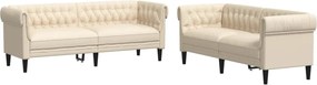 vidaXL Set de canapele, 2 piese, crem, material textil