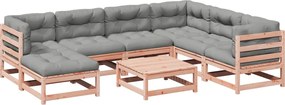 vidaXL Set canapele grădină cu perne 8 locuri, lemn masiv brad douglas