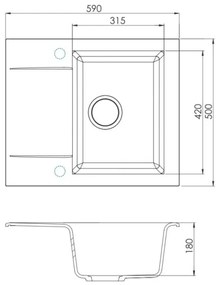 Chiuvetă de bucătărie ALVEUS 1149116 GEM 59x50 cm negru