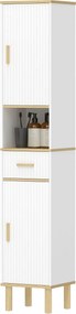 HOMCOM Coloană de baie îngustă cu rafturi reglabile, sertar, compartiment deschis 31,5x29,7x171,5 cm Alb | Aosom Romania