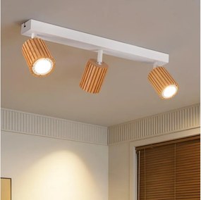 Brilagi - Corp de iluminat cu spoturi MODERN WOOD, 3x GU10, 8W, 230V, lemn/alb
