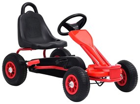 vidaXL Mașinuță kart cu pedale și roți pneumatice, roșu