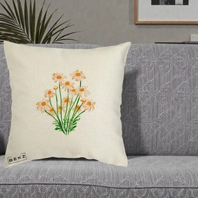 Perna Decorativa Margarete Camp, 40x40 cm, Ecru, Husa Detasabila, Perna Inclusa, BEKZ®