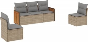 vidaXL Set canapele de grădină cu perne, 5 piese, bej, poliratan