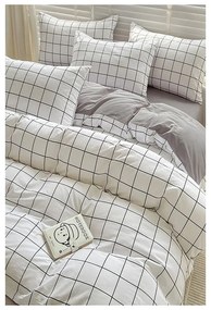 Lenjerie de pat albă/gri din bumbac ranforcé pentru pat de o persoană/extinsă cu cearceaf inclus/cu 3 piese 160x220 cm Checkered – Mila Home