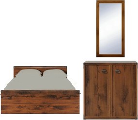 Set dormitor INDIANA, stejar sutter, cu pat 120x200, comoda cu 2 usi s