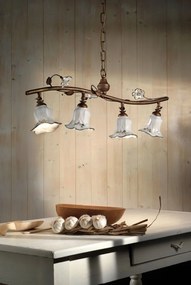 Lustra suspendata cu flori ceramice in stilul clasic Florentin PISA 4L