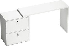 HOMCOM Birou reversibil în formă de L cu 2 sertare pentru arhivă Design modern pentru spații mici Birou alb | Aosom Romania