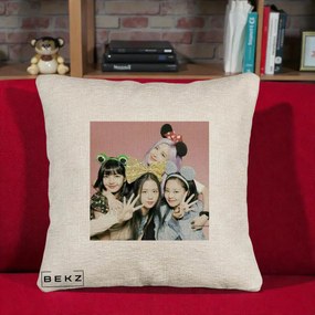 Perna Personalizata K-pop BLACKPINK Accesorii Haioase, 40x40 cm, Bej Canapea, Husa Detasabila, Perna Inclusa, BEKZ®