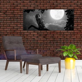 Tablou - Bufniță de noapte, alb și negru (120x50 cm)
