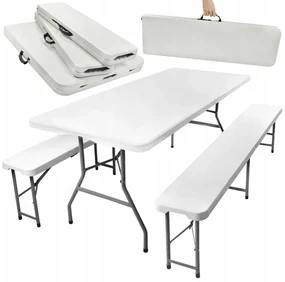 JAKS Set pliabil pentru bere 180 cm alb